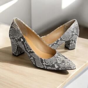 *Corso Como Women's Ryanna Pump Size 6M Block Heel Pointed Python Gray Leather